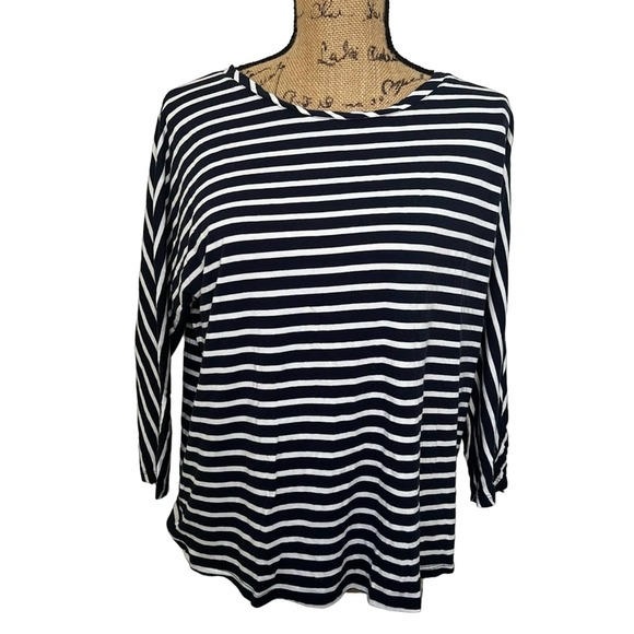 Boden Tops - Boden Navy and White Striped 3/4 Sleeve Top Sz 10